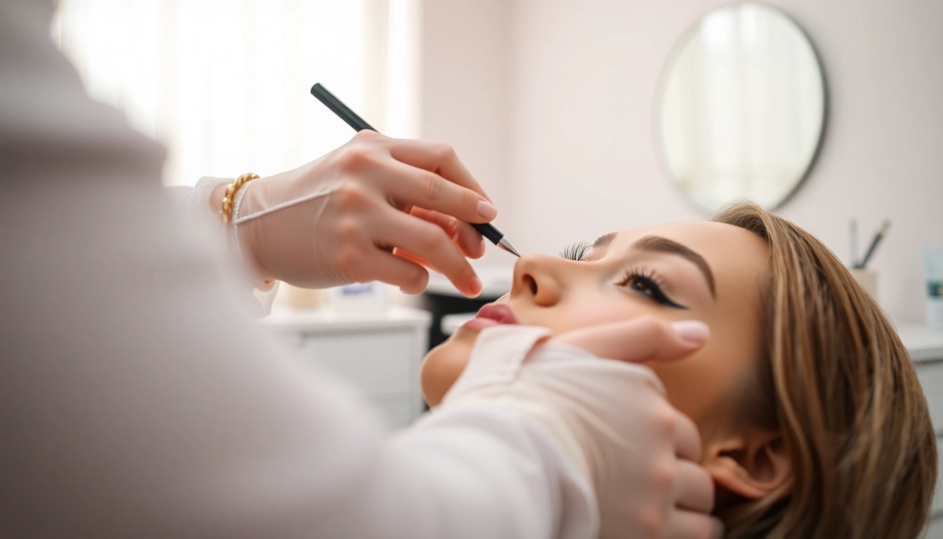 Lash techs expertly applying extensions in a tranquil beauty studio setting.