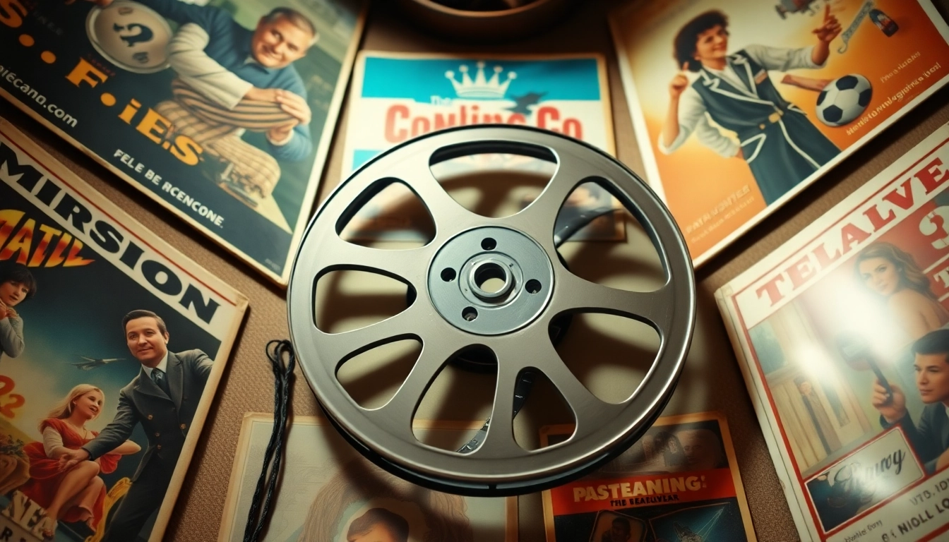 Discover classic public domain movies on YouTube featuring vintage film reels and movie posters.