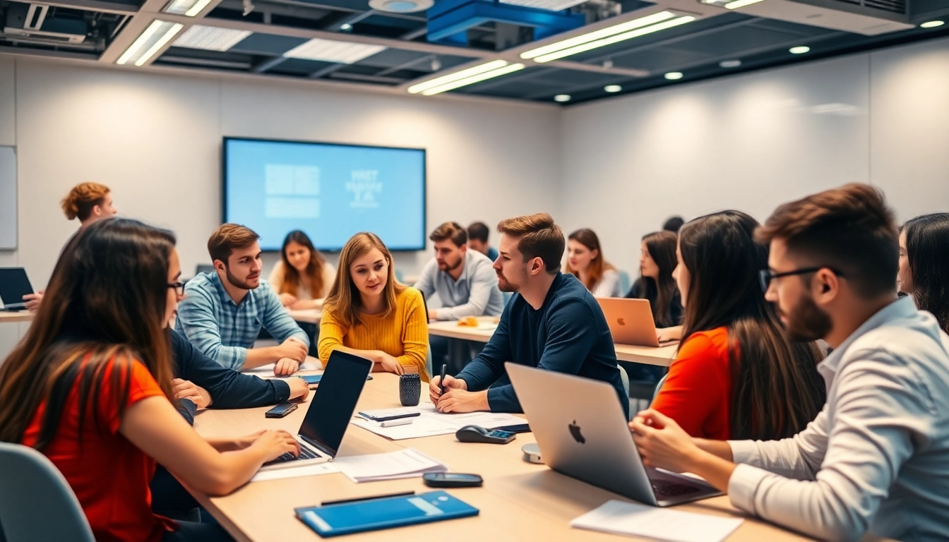 Students participating in a hands-on course at the Digital Marketing Institute Cyprus, enhancing their marketing skills.