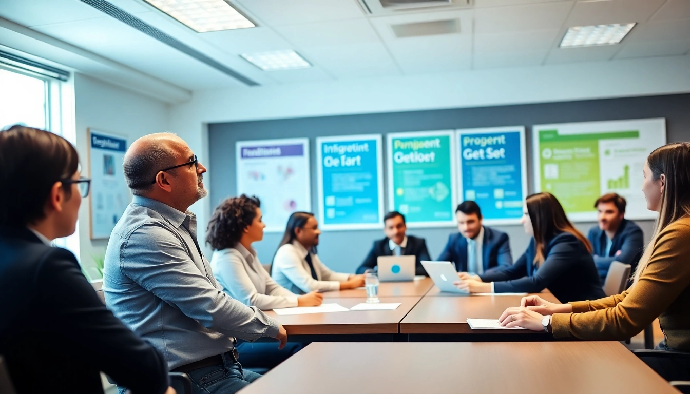 Engage in project management professional certification training with a dynamic group in a modern classroom.