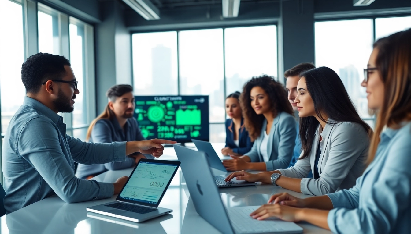Engage with google cybersecurity certification through collaborative training sessions in a modern office.