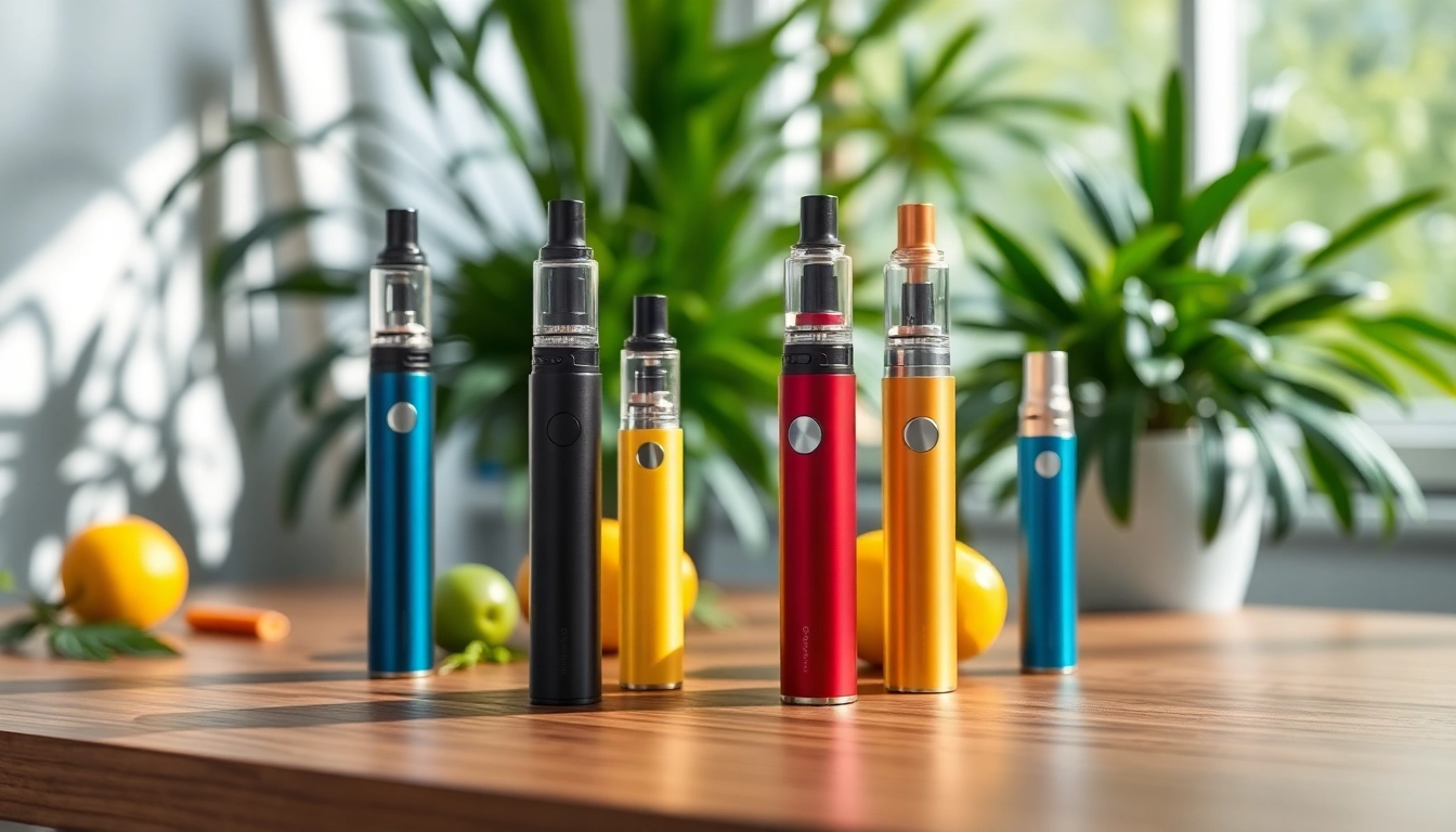 Showcasing healthy vapes elegantly arranged with vibrant fruits and plants.