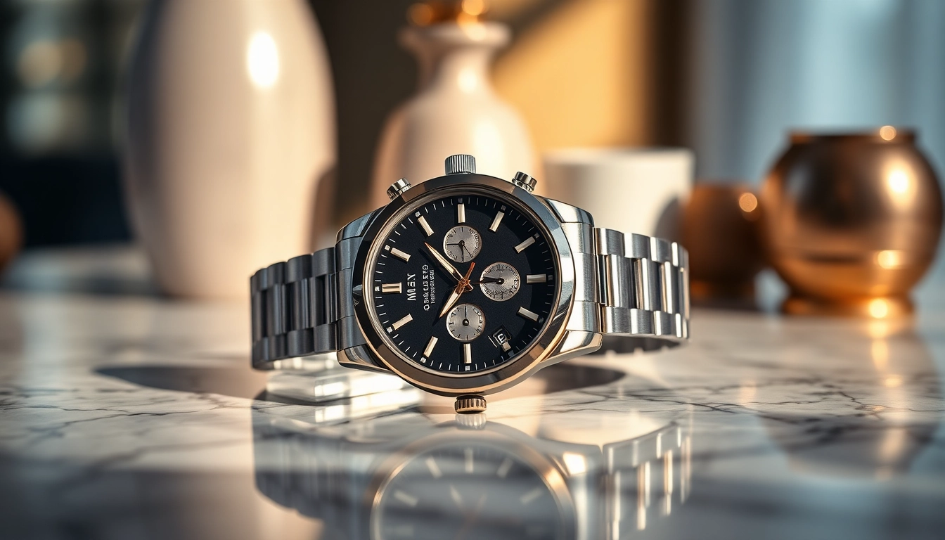 Herren Armbanduhren elegant präsentiert, umgeben von luxuriösem Ambiente.