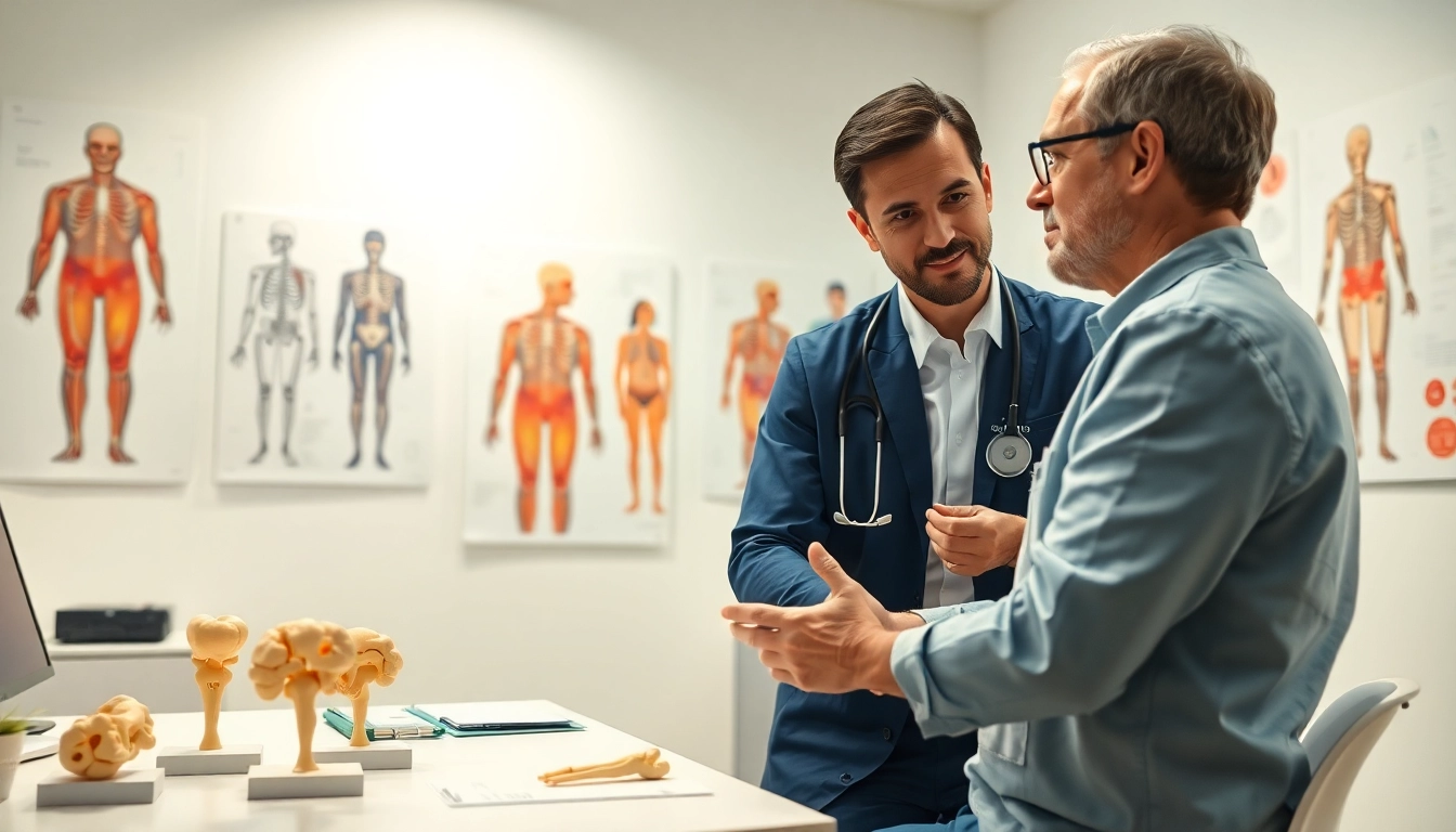 Rheuma Diagnose und Behandlung durch einen Arzt in einer heilsamen Umgebung.