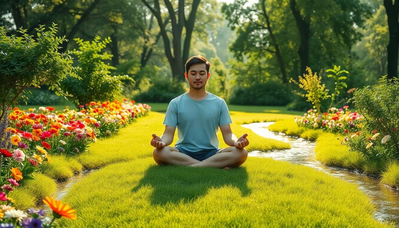Individual meditating in nature to symbolize healing trauma through tranquility.
