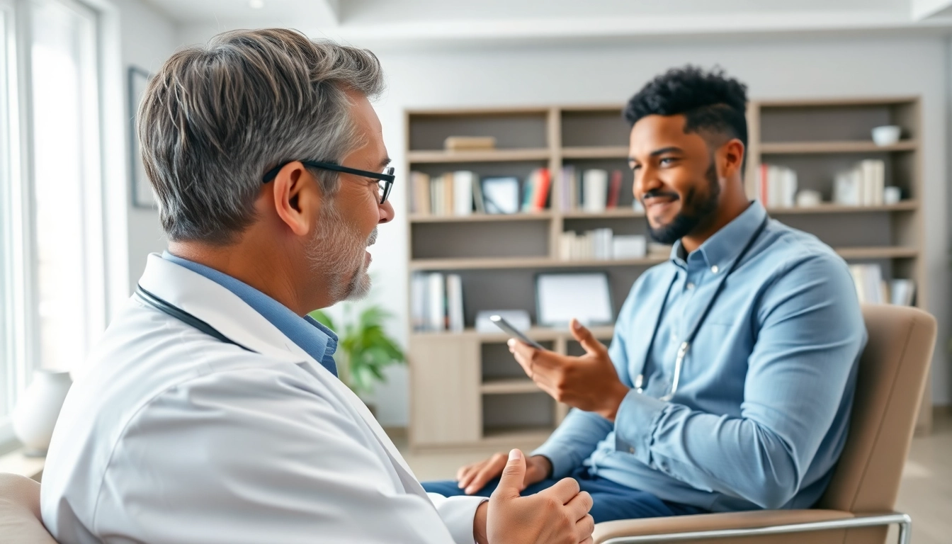 Concierge care physicians providing compassionate medical care to a patient in a welcoming environment.