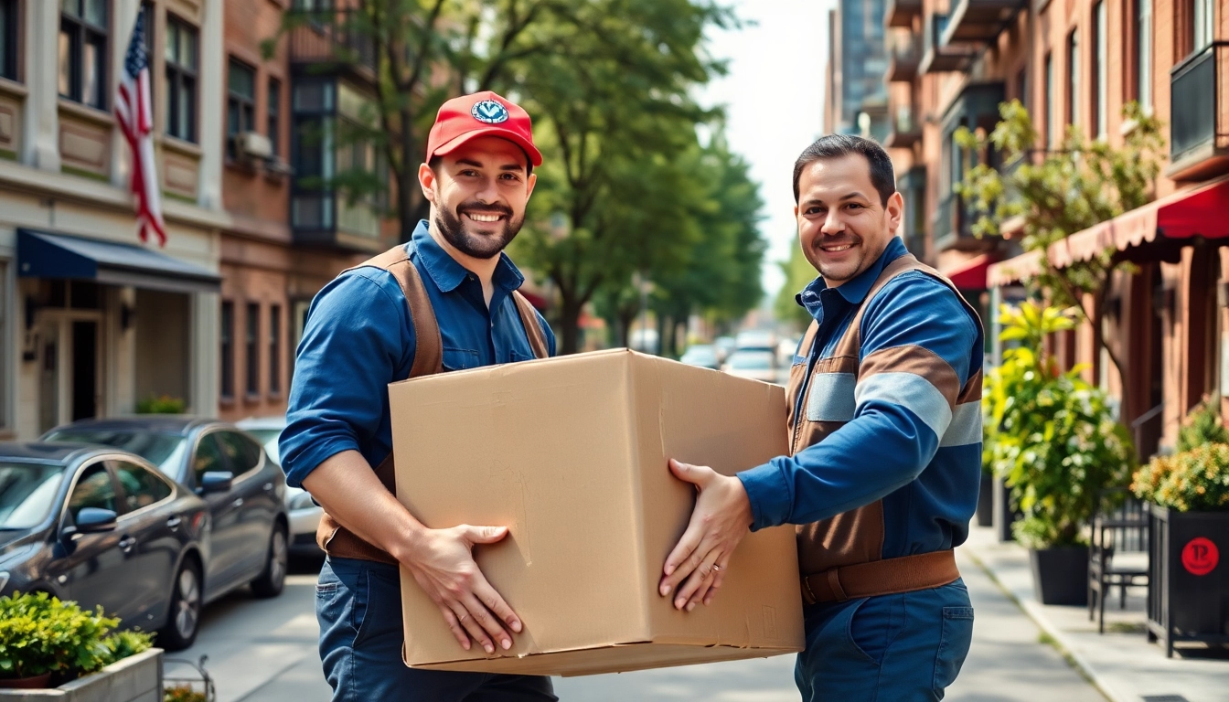 Movers Calgary assisting homeowners with professional moving services in a vibrant urban setting.